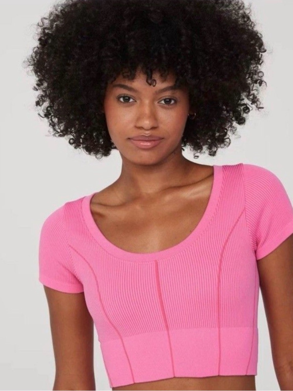 Offline by aerie Pink Ribbed Scoop-Neck Cropped Top - Picture 7 of 7